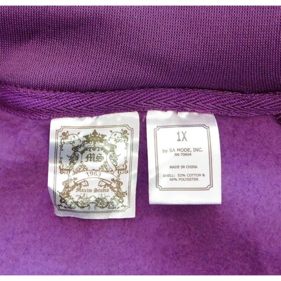 Puppy Paw Jacket 1X Purple Hoodie Dog Lover by Maxim Studio Cotton Blend - Picture 7 of 7